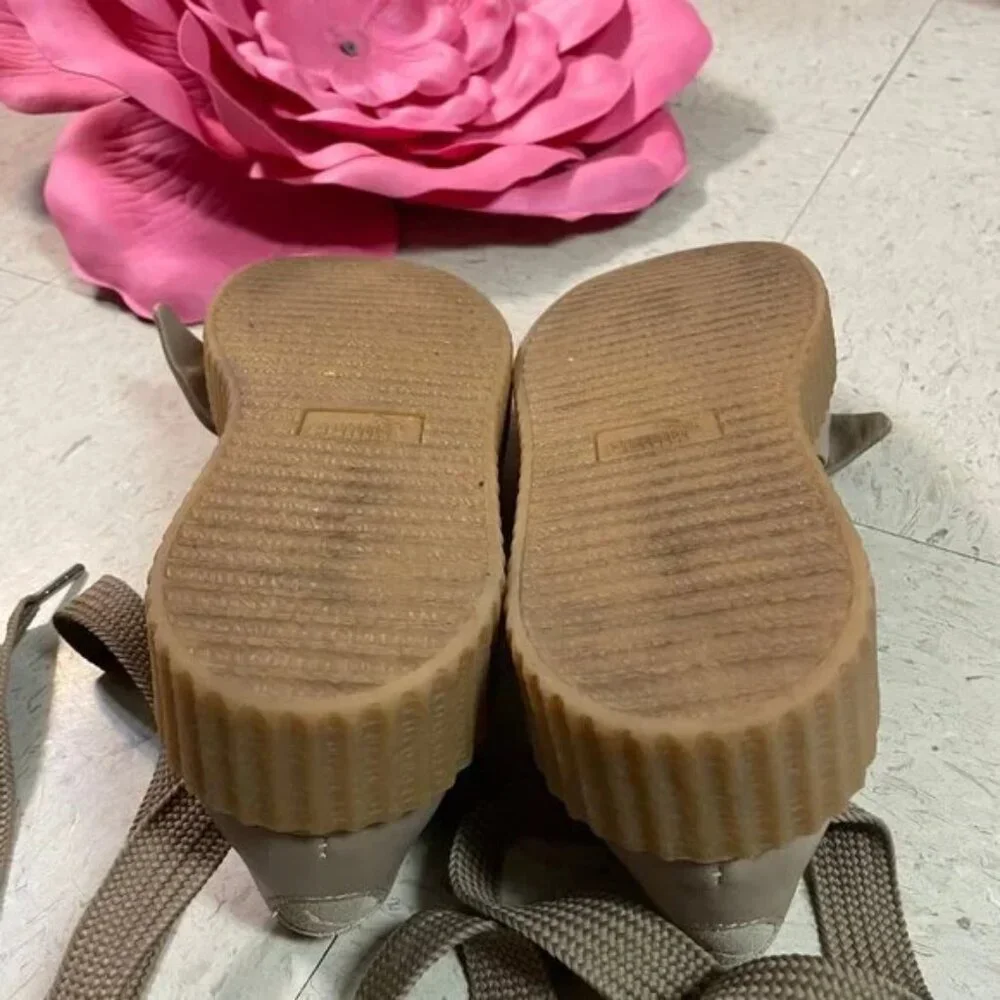 FENTY PUMA By Rihanna Creeper‎ Ballerina Shoe Size 7 Tan Platform Heel Lace-up
